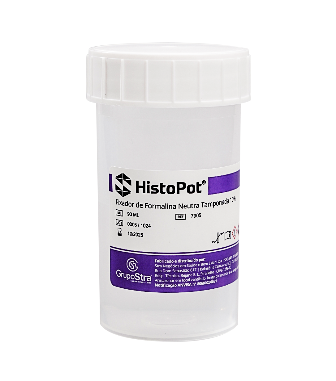 HistoPot® Frascos para Biópsia  - Formol Tamponado 10 % - 180 mL