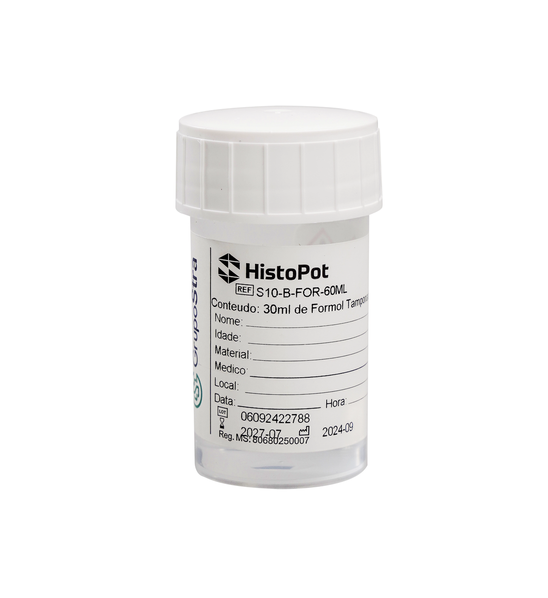 HistoPot® - Frascos para Biópsia  - Formol Tamponado 10 % - 60 mL