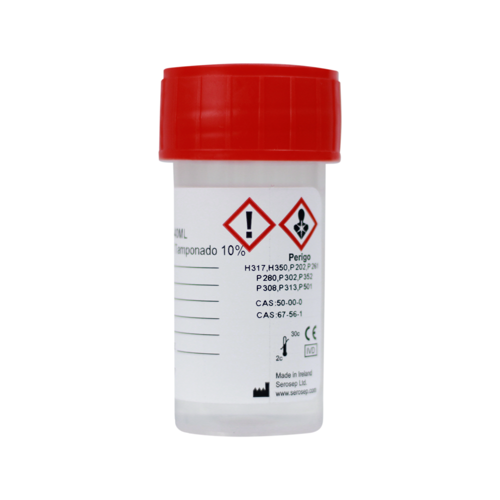 HistoPot 40 ml - Frasco Plástico para Biópsia c/ Formalina Tamponada 10% (Cx c/ 300 unids)