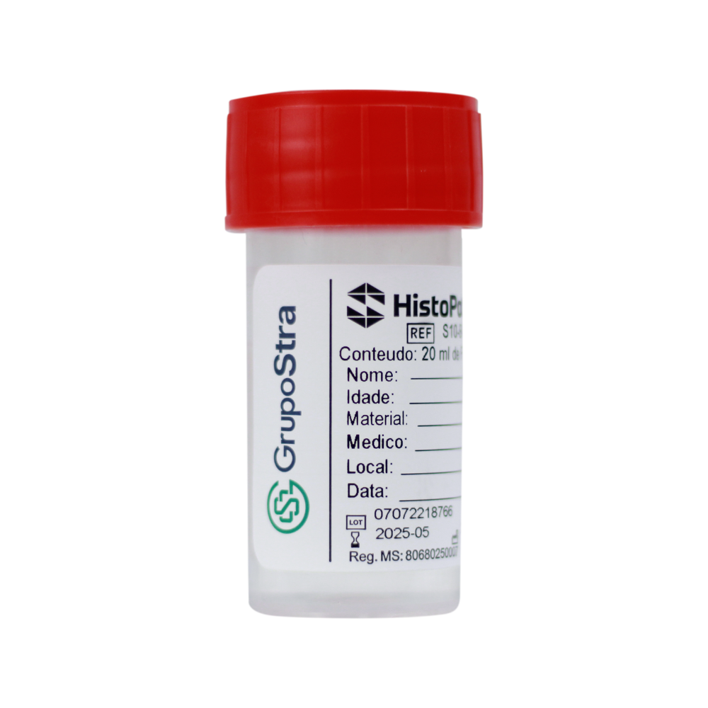 HistoPot 40 ml - Frasco Plástico para Biópsia c/ Formalina Tamponada 10% (Cx c/ 300 unids)